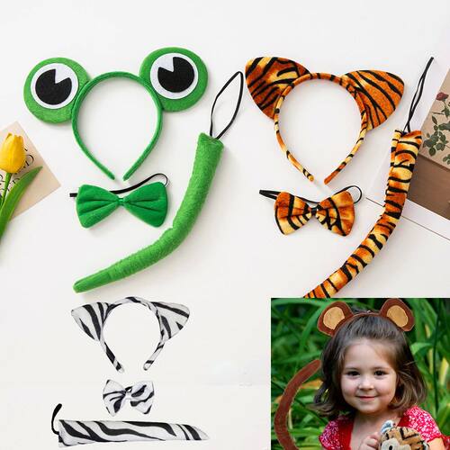 Kids Animal Headband Cute Bear Tiger Panda Elephant Cat Ear