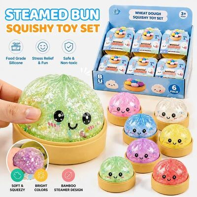 Sparkling Water Droplet Dumpling Squishy Toy with Cute Face