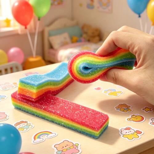 Squishy Rainbow Strip Stress Ball Squeeze Toys Soft Rainbow