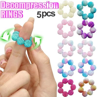 5Pcs Set Stress Relief Finger Anxiety Rings for Women Men Se