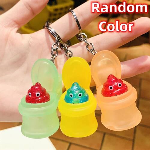 Funny Mini Poop Toilet Keycha Creative Tricky Prank Silicone