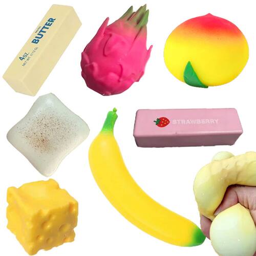 14 Styles Squishy Toys Bread/Butter/Cheese/Fruits Fidget Toy