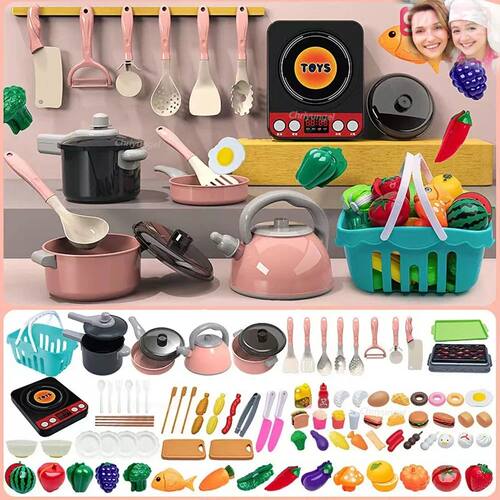 Kids Kitchen Toys Set 92/69/59 PCS Play Kitchen Accessories