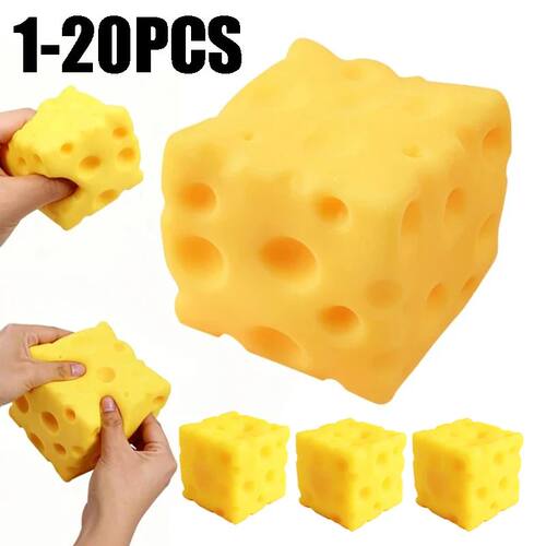 Cheese Novelty Squeeze Toy Soft Rubber Bouncing Sensory Fidg