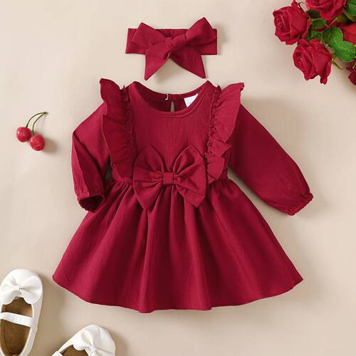 Christmas 5 Color Dresses Long Sleeved Princess Dress with B
