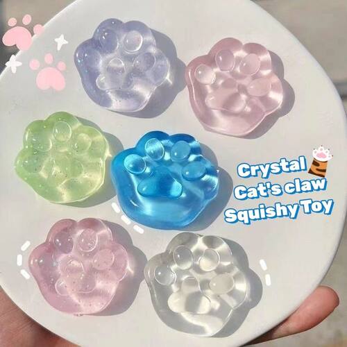 3PCS Kawaii Cat Paw Sticky Squeeze Toy Soft Realistic Jelly