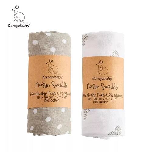 Kangobaby New Design 2pcs Set Double Layers 100% Cotton Newb