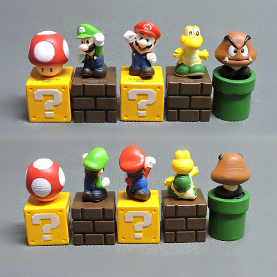 5pcs/set Super Mario Bros Game Action Figures Toys Luigi Yos