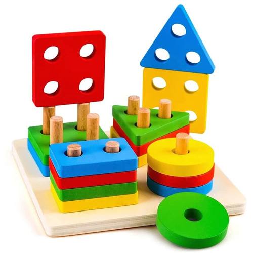 Montessori Wooden Sorting and Stacking Toys Educational Lear