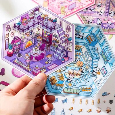 Cute Cartoon Handmade 3D Stacking Sticker Funny Sweet Panda