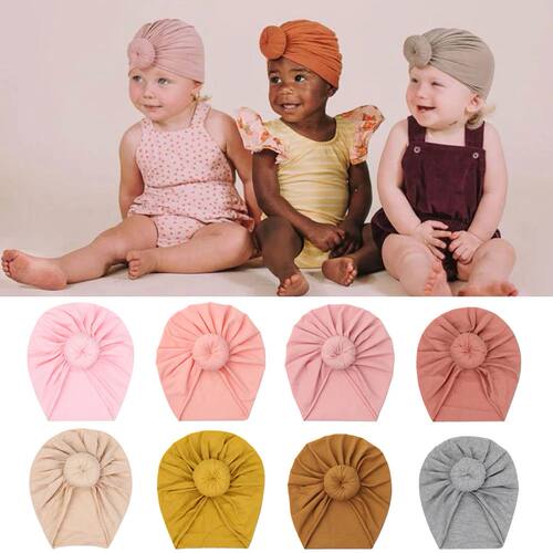 Solid Cotton Donuts Baby Boy Girls Cap Hat 0-4T Sweet Newbor
