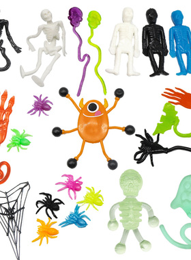 5Pcs Elastically Stretchable Sticky Skeleton Skull Spider Sq