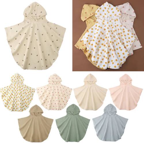 Pure Cotton Baby Towel Solid Color Muslin Baby Hooded Bath T
