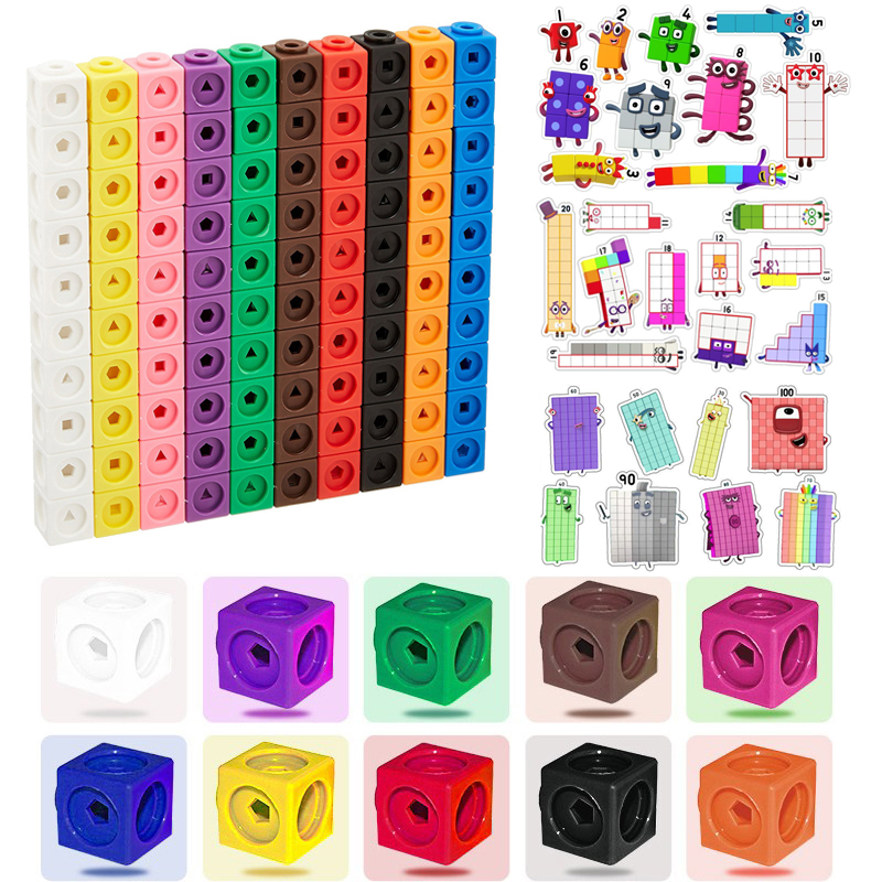 100pcs Numberblocks Multilink Linking Counting Cubes Snap 玩具/童车/益智/积木/模型 其它玩具 原图主图