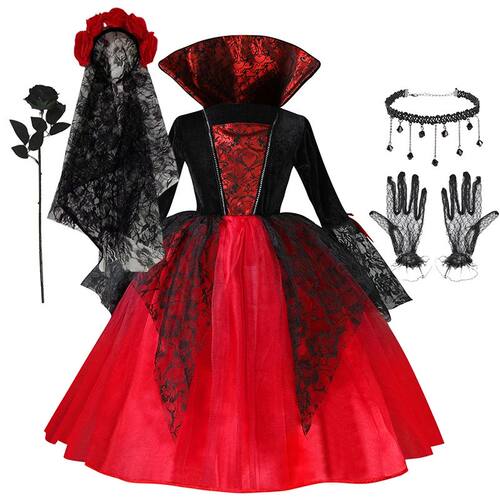 Halloween Girl Cosplay Vampire Dress For Kids Ghost Bride Va