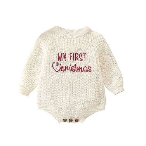 0-18M Newborn Baby Girl Boy Christmas Sweater Romper Letter