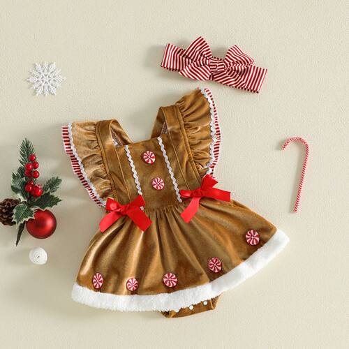 0-18M Lovely Baby Girls Christmas Romper Dress Gingerbread M