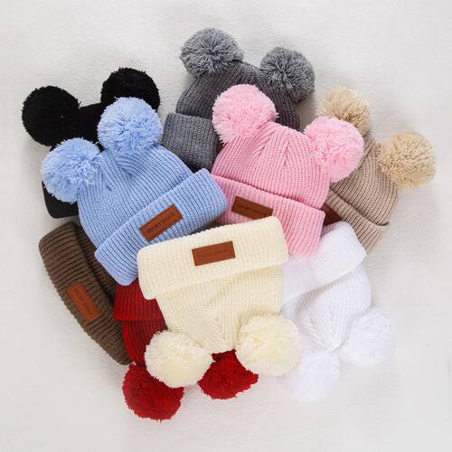 Leather Stick Baby Beanies 0-3T Solid Knitted Cute Newborn B