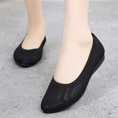 女士夏季 新款 牛筋底软底舒适中老年妈妈鞋 老北京布鞋 透气网面网鞋