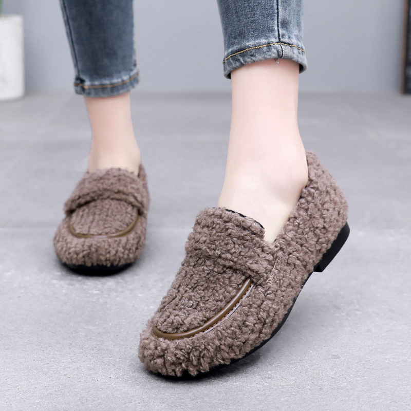 厚底毛毛鞋加绒保暖豆豆鞋一脚蹬
