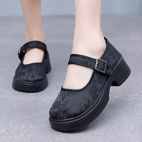 厚底玛丽珍鞋新中式国风布鞋