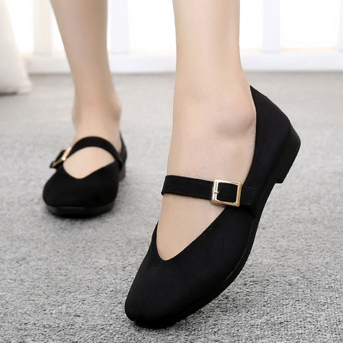 老北京布鞋平底软底一字扣工作鞋