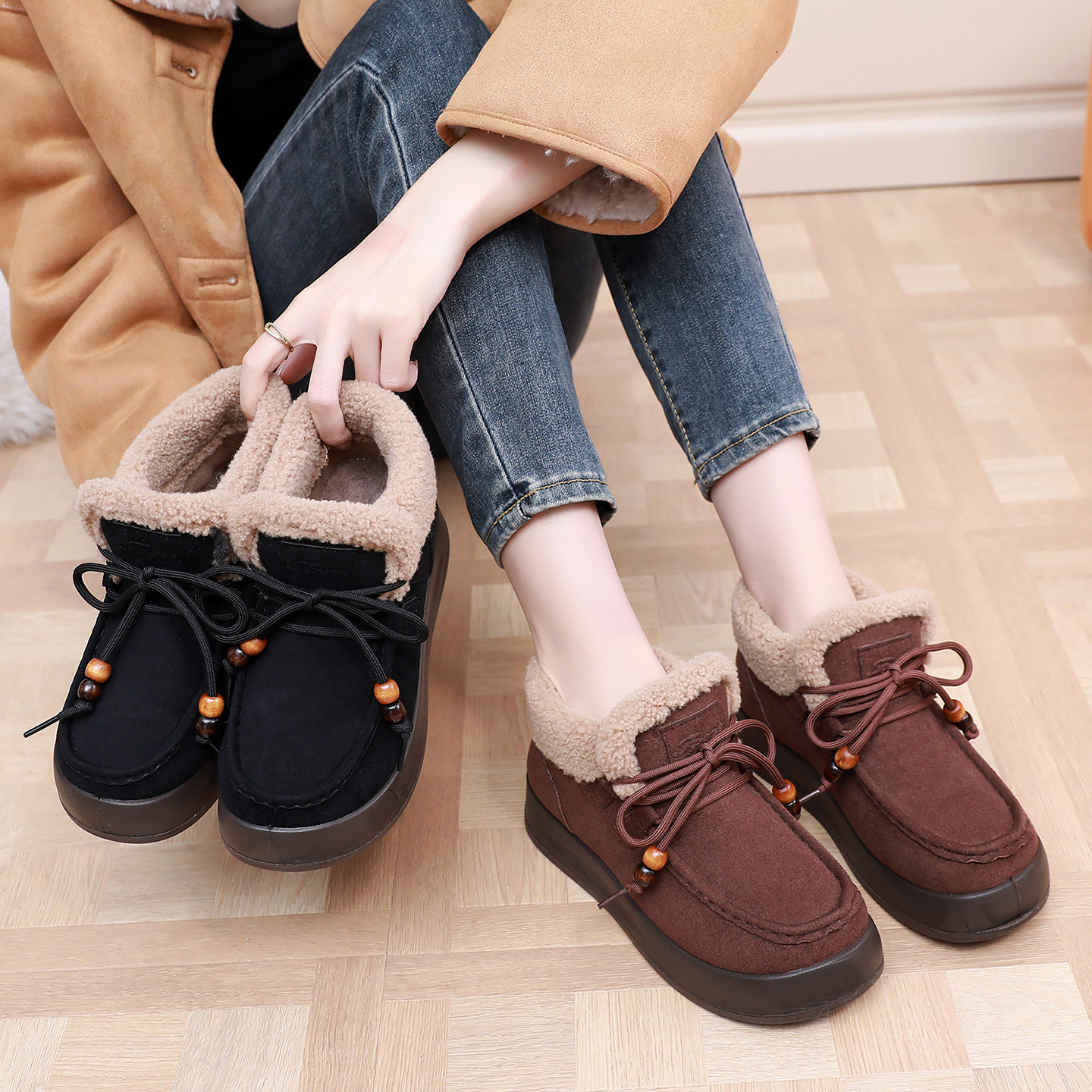 冬季老北京布鞋女棉鞋保暖工作鞋