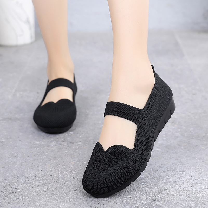 老北京布鞋透气平底一字带妈妈鞋