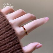 红色滴釉本命年开口戒指女小众设计食指戒轻奢高级感叠戴尾戒新年