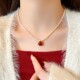 红色玛瑙施家小米珍珠项链女大气高档高级感轻奢毛衣链秋冬配饰品