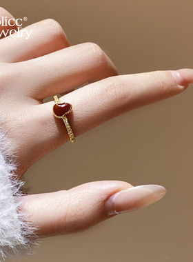 红色葫芦微镶开口戒指女可调节2025新款食指戒轻奢高级感叠戴指环