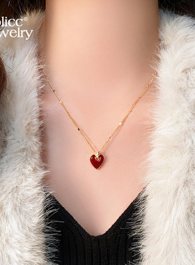 古里雅爱心微镶吊坠项链高级感