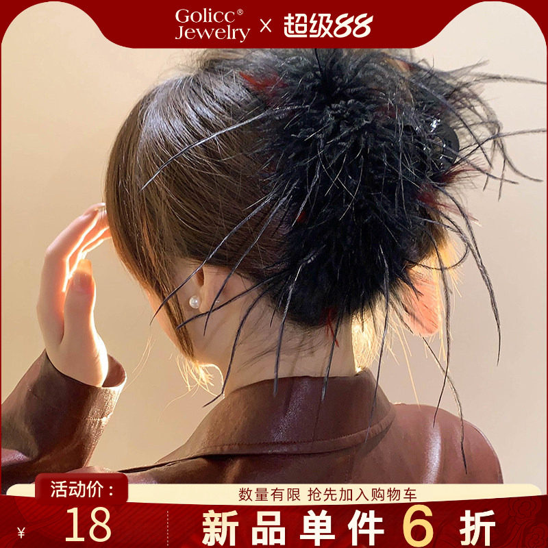 大号氛围感羽毛抓夹女显发量气质发夹后脑勺发饰2026新款爆款头饰