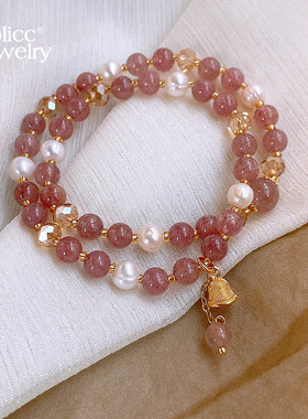 古里雅天然珍珠粉水晶手链高级感