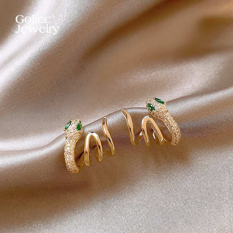 古里雅独特金色蛇形耳环高级感