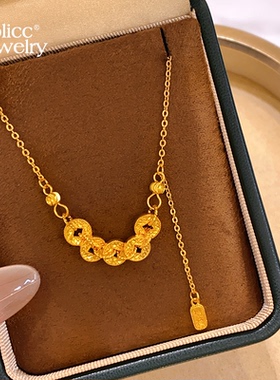 古里雅古法沙金钱币项链高级感