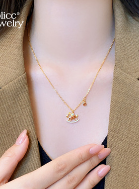 古里雅金色微镶钱币项链高级感