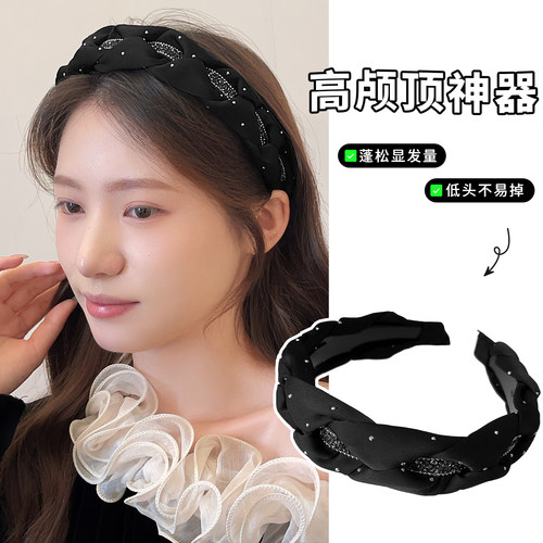 古里雅黑色水钻漂亮发箍高级感