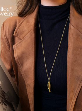 古里雅金色咸鱼翻身项链高级感