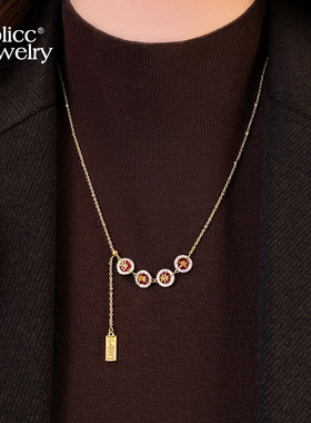 古里雅红色平安喜乐项链高级感