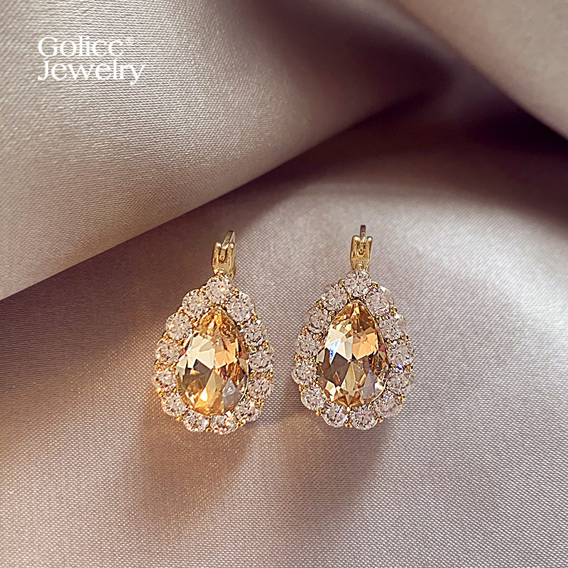 古里雅双面闪锆水滴耳扣高级感女