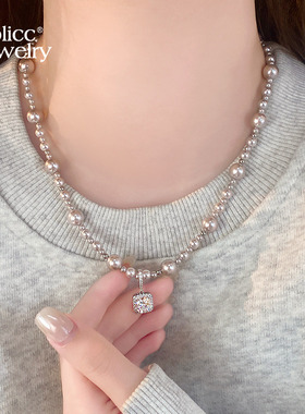 古里雅曼塔玫瑰色珍珠项链高级感