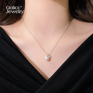 单颗珍珠锆石吊坠项链女款 配饰高级感轻奢小众锁骨链颈链 2026新款