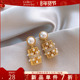 金色提篮耳坠珍珠耳环女独特漂亮耳钉轻奢高级感气质大气百搭耳饰