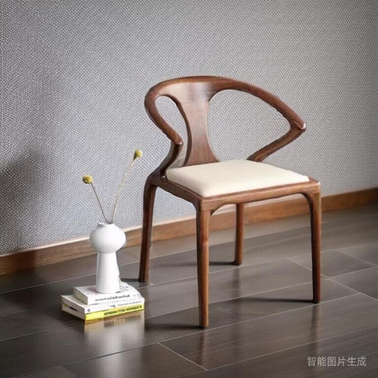 北美黑胡桃餐椅簡約新中式主人椅劍椅扶手家用書椅靠背休閑洽談椅