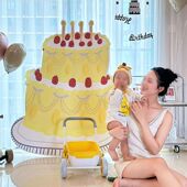 ins卡通手绘周岁生日布置蛋糕百天KT板男宝宝女宝宝拍照场景道具