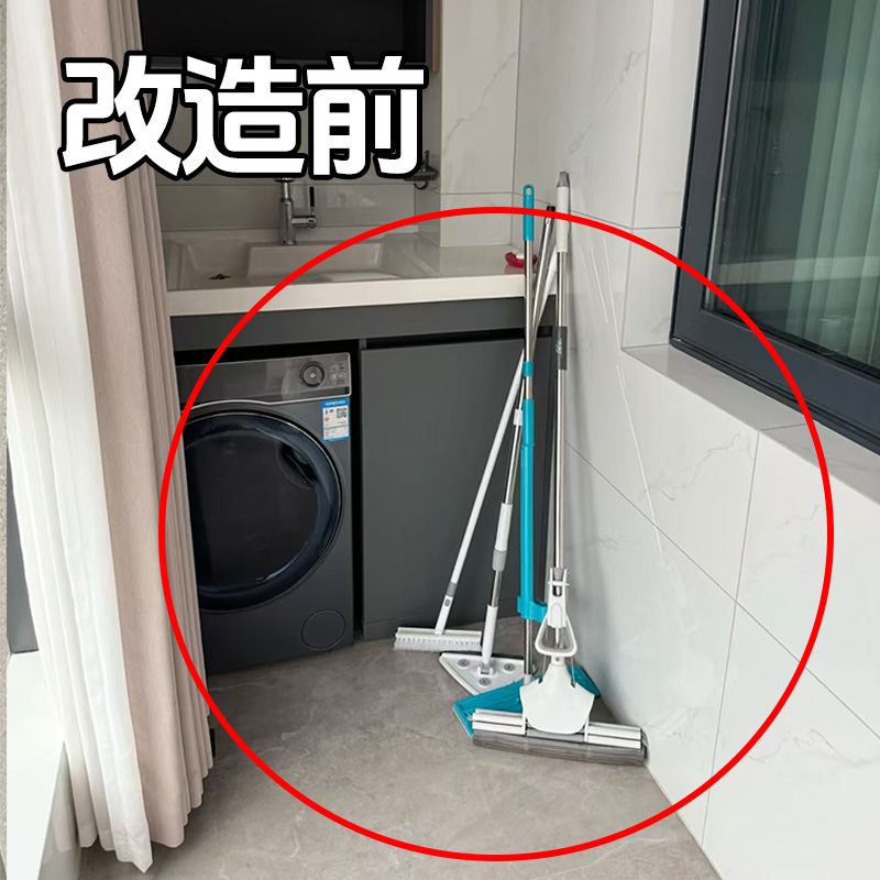 吸盘拖把壁挂夹免打孔拖把架扫把拖布家用卫生间强力浴缸置物架