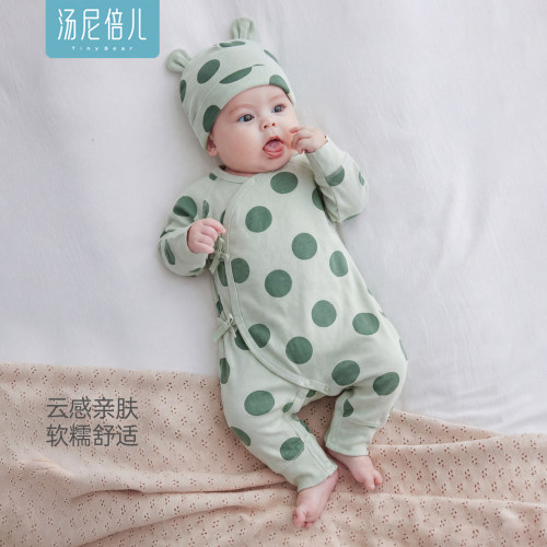 汤尼倍儿新生儿系带连体衣服春秋