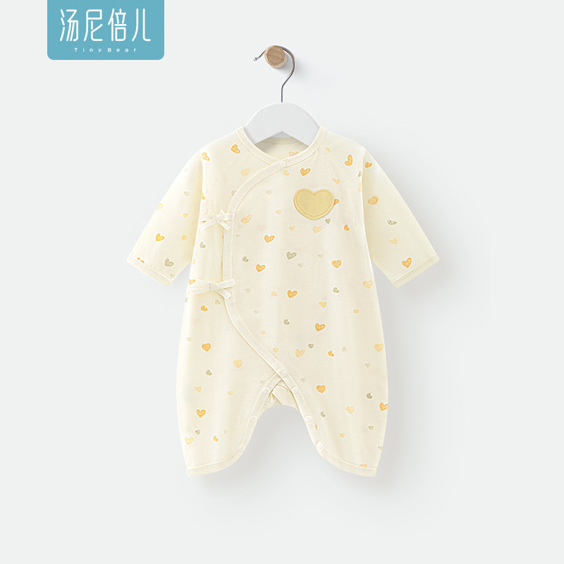 汤尼倍儿新生婴儿连体衣夏季纯棉薄款衣服系带哈衣初生宝宝蝴蝶衣