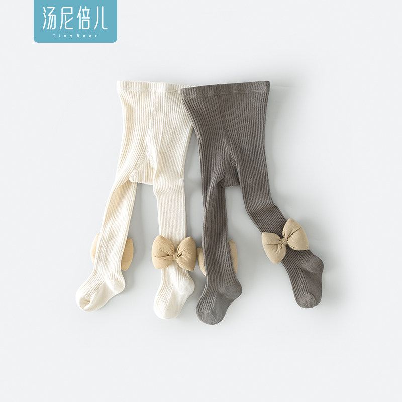 汤尼倍儿婴儿连裤袜子春秋女宝婴儿打底裤幼童棉感连脚袜裤长筒袜
